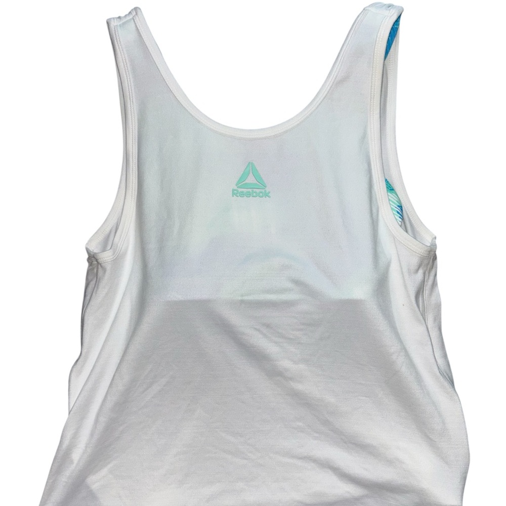 Reebok White Tank with Aqua Logo
